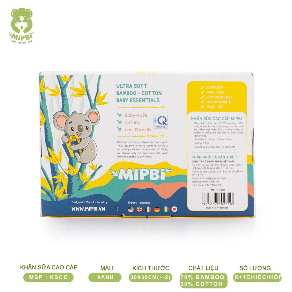 Hộp khăn sữa sợi tre mipbi ( mua 6 tặng 1 )