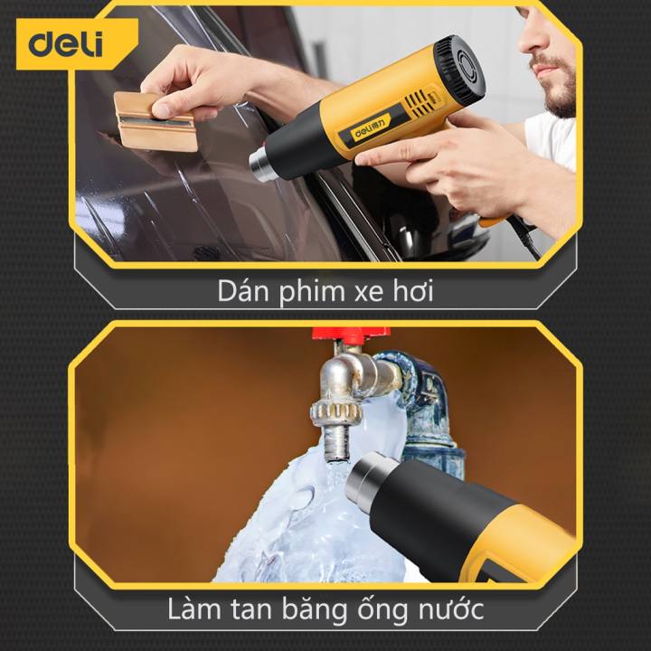 Máy Khò Hơi Nóng Deli Cao Cấp g Suất Cao 1600W - Co Màng Cơ Đóng Gói Hàng Hóa - Dễ Dàng Và An Toàn Sử Dụng - DL5200 - Hình ảnh 8