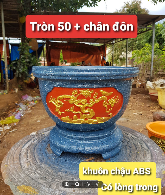 khuôn đúc chậu cảnh tròn 50 và chân đôn
