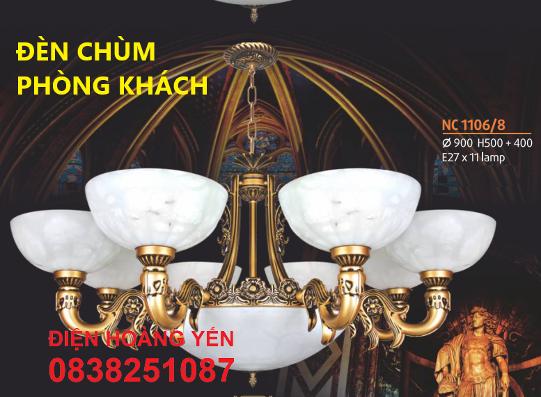 Đèn chùm nc1106-8 đèn chùm cổ điển cao cấp - shop tặng bóng led