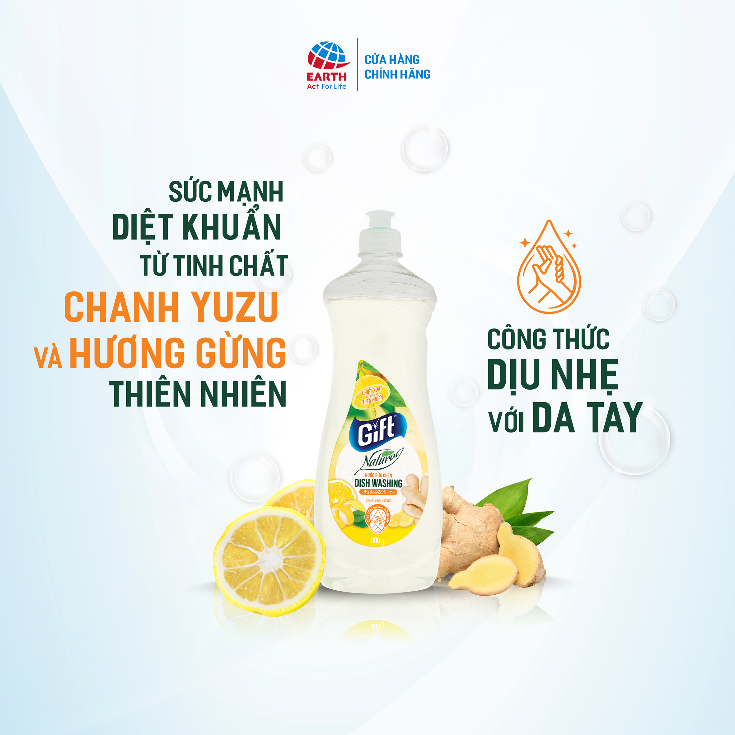 Nước rửa chén Gift Natural Chanh Yuzu & Gừng