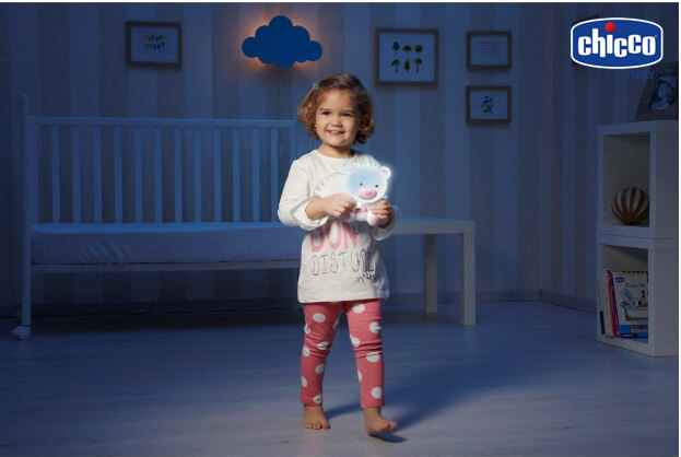 Đèn ngủ phát nhạc gấu Teddy - Hồng Chicco