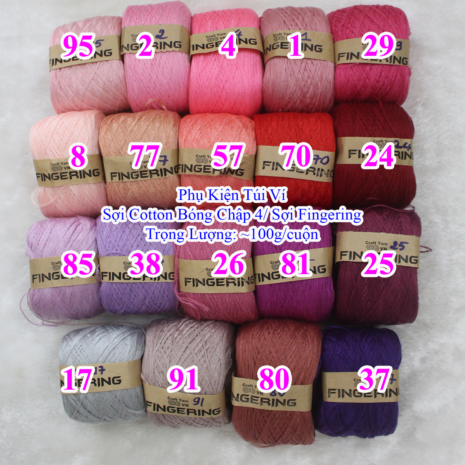 Cotton Yarn 4/ Fingering Yarn for Handmade Items (01-95)