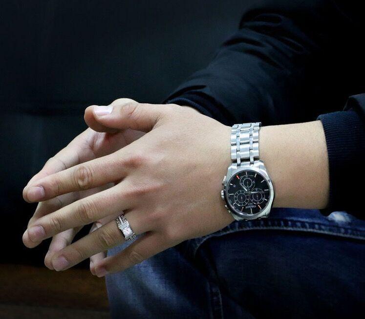 Nhẫn nam mạ bạc đính đá thời trang