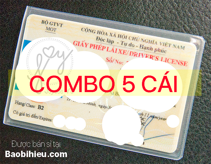 KO NẮP COMBO 5 bao bằng lái dạng PET chống xước bong tróc thẻ căn cước thẻ