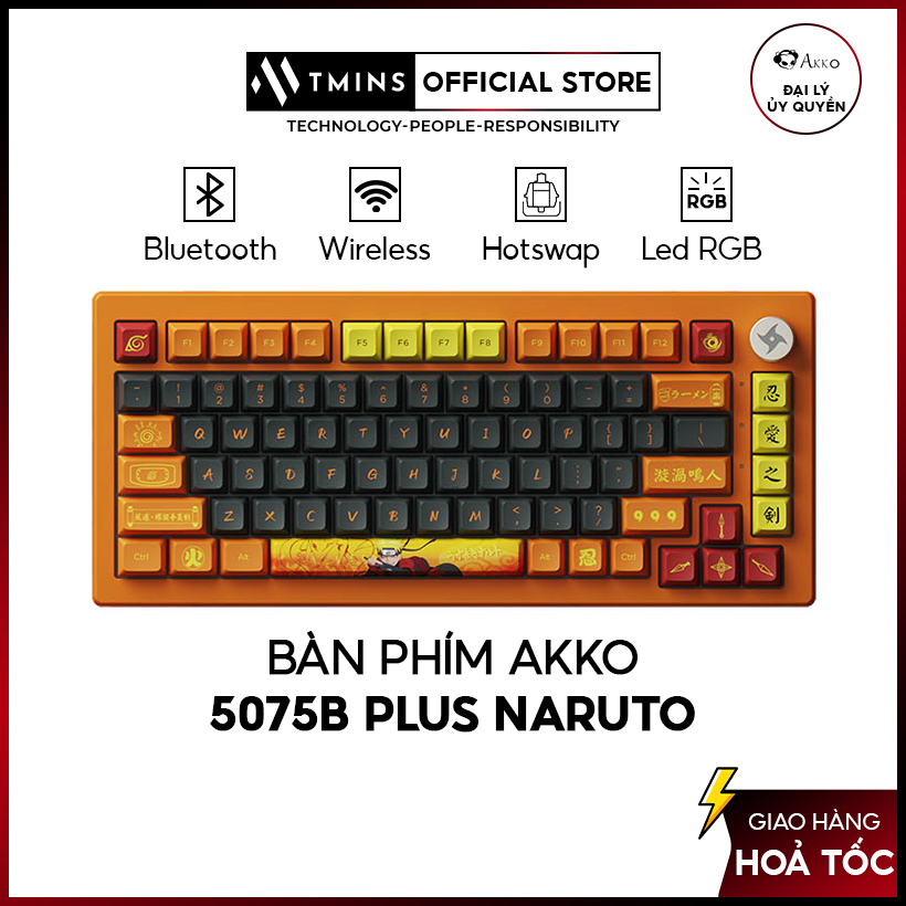 Bàn phím cơ AKKO 5075B Plus Naruto (Multi-modes / RGB / Hotswap / Gasket mount) - Hàng chính hãng (Bảo hành 12 tháng)