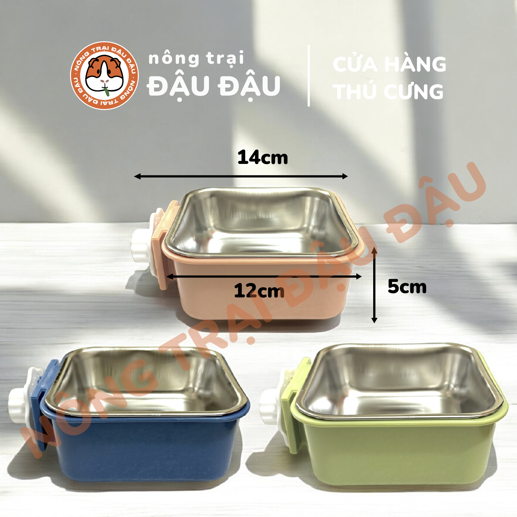 Chén ăn gắn chuồng cho thỏ, bọ ú, chinchilla chất liệu inox tiện lợi chống lật