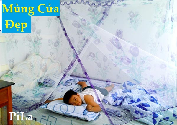Mùng ngủ tuyn bông đẹp có cửa , có mùng loại lớn 3m,4m có cửa