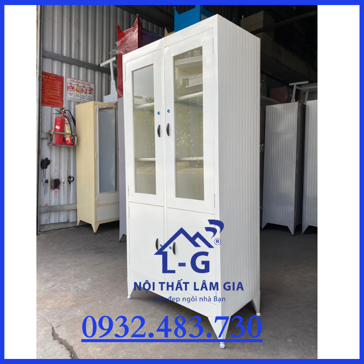 Tủ hồ sơ sắt văn phòng có kiếng 1m8x90 màu trắng _giao hàng nhanh miễn phí HCM , Bình Dương , Biên