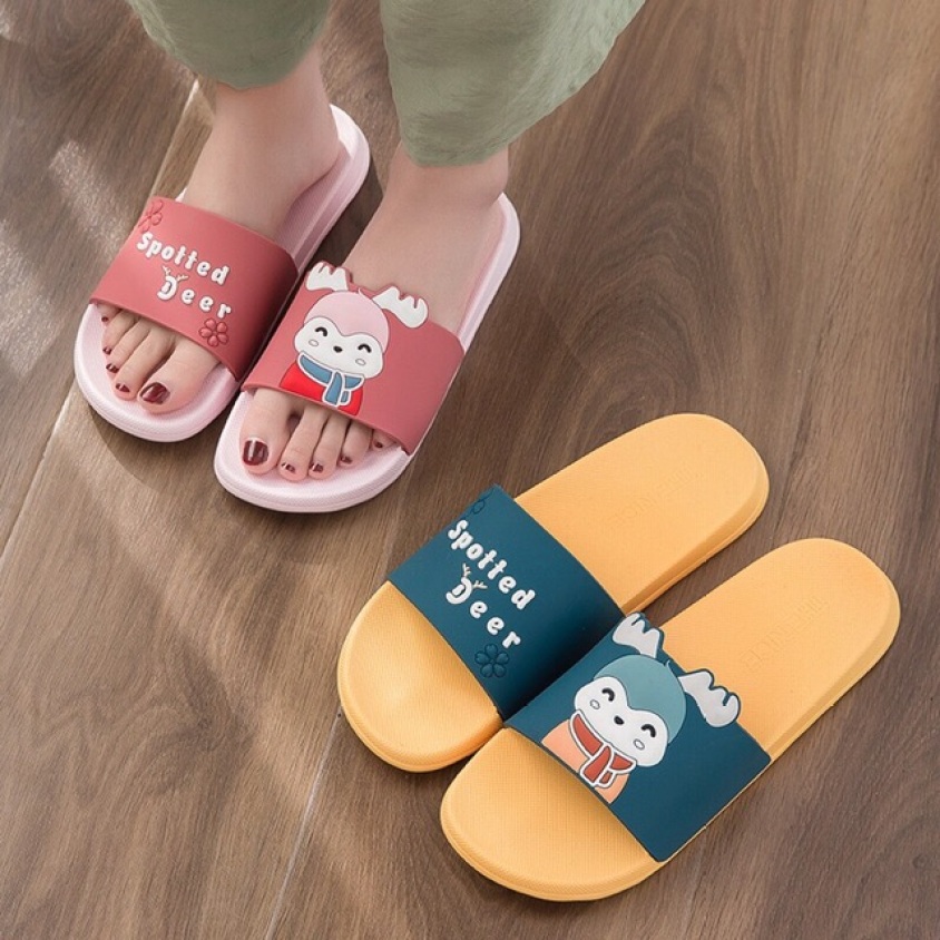 Dép đi trong nhà nam nữ quai ngang thời trang ulzzang họa tiết Tuần Lộc ngộ nghĩnh đi siêu êm TGG68-33 giá rẻ