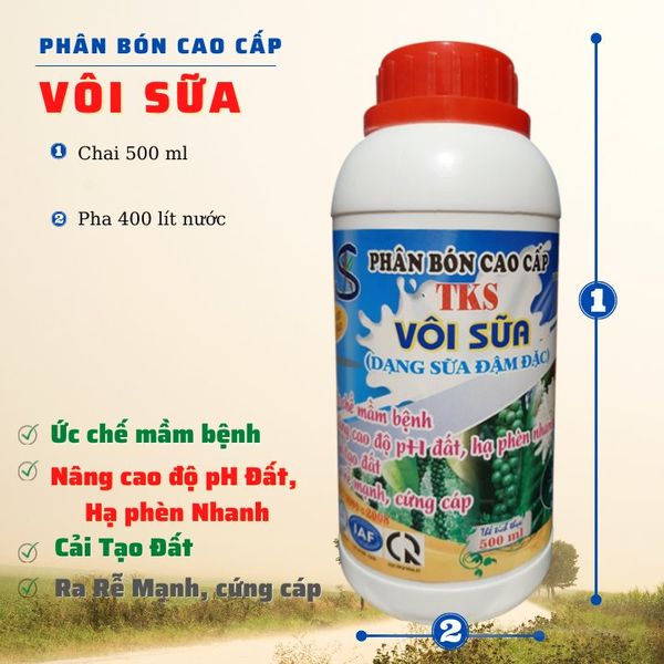 VÔI SỮA - Hạ Phèn, Ổn Định pH Đất, Diệt Mầm Bệnh- Chai 500ml