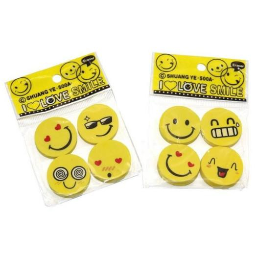 [MUA NHIỀU SIÊU RẺ] Combo 4 gôm tẩy chì hình mặt cười biểu cảm dễ thương