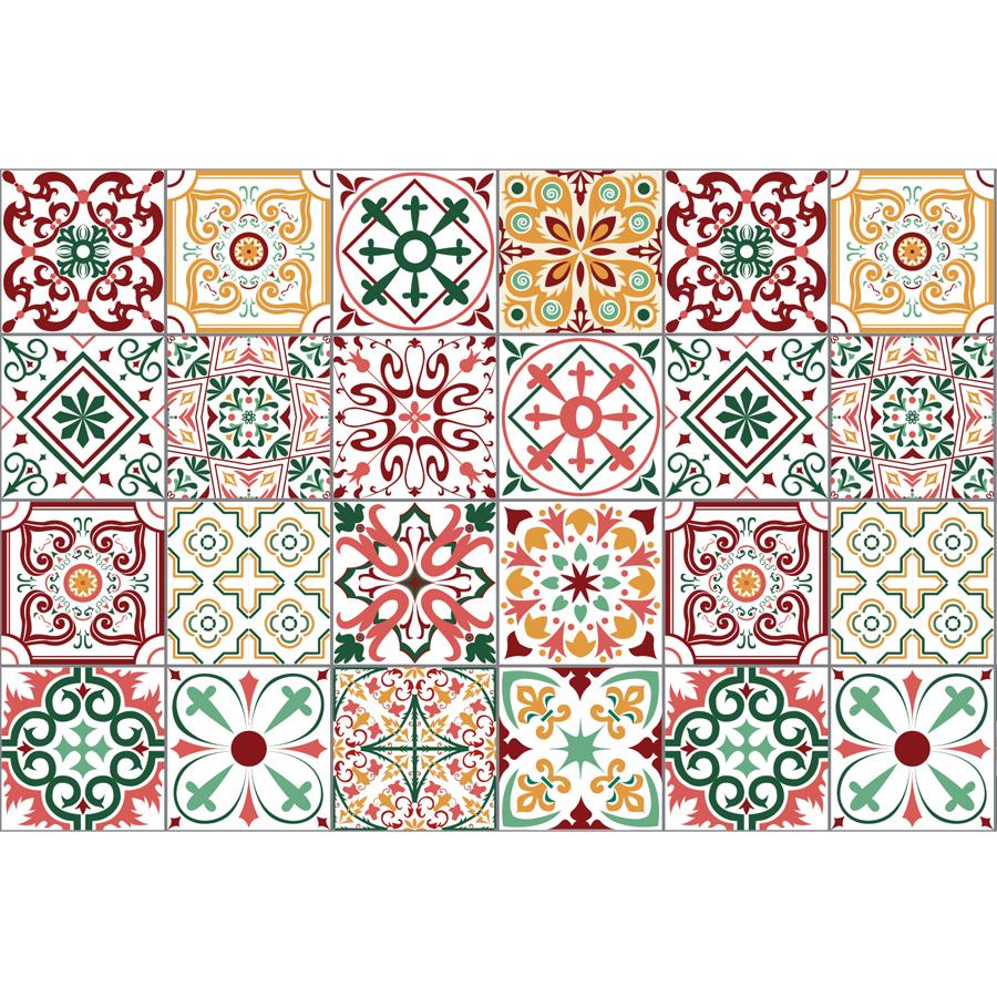 [HCM]Decal gạch bông ( decal nhựa thật không phải decal giấy PP) Set 32 ô 15cm - NK16 (60x120cm)