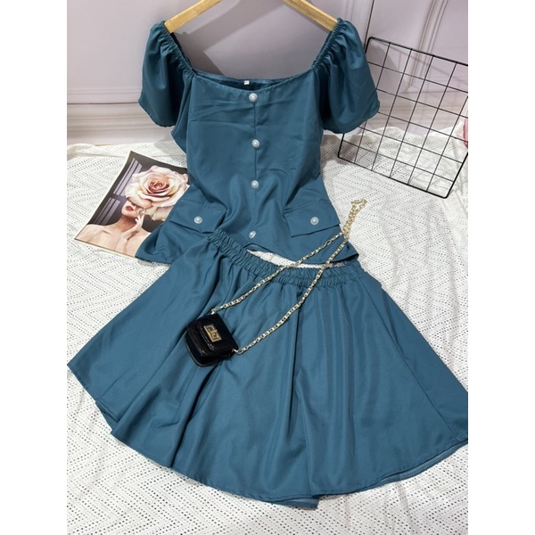 Sét Chân Váy Xoè Bigsize 67Kg Đến 95Kg(Sét Cotton Lạnh) Áo