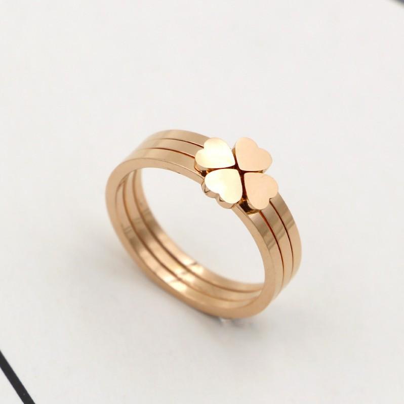 Bộ 3 Nhẫn Cỏ 4 Lá Ti Tan Không Đen TT 0928