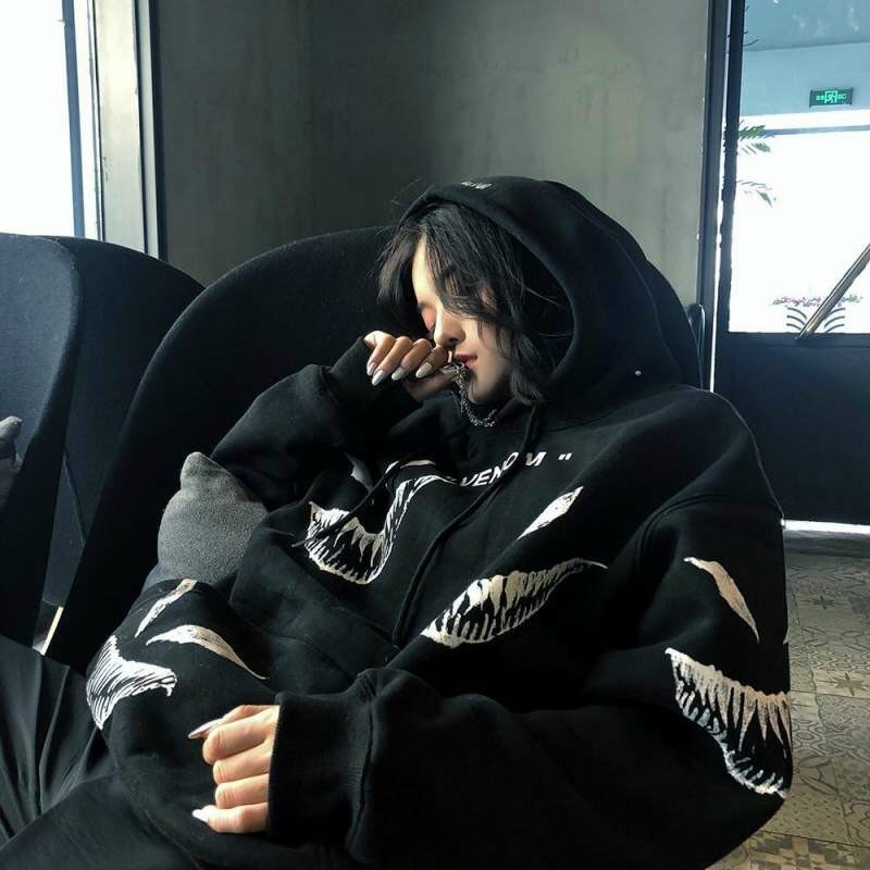 ÁO KHOÁC HOODEI NỮ FORM RỘNG LÓT BÔNG IN QUỶ SIÊU ĐỘC LẠI HIT HOP 2020