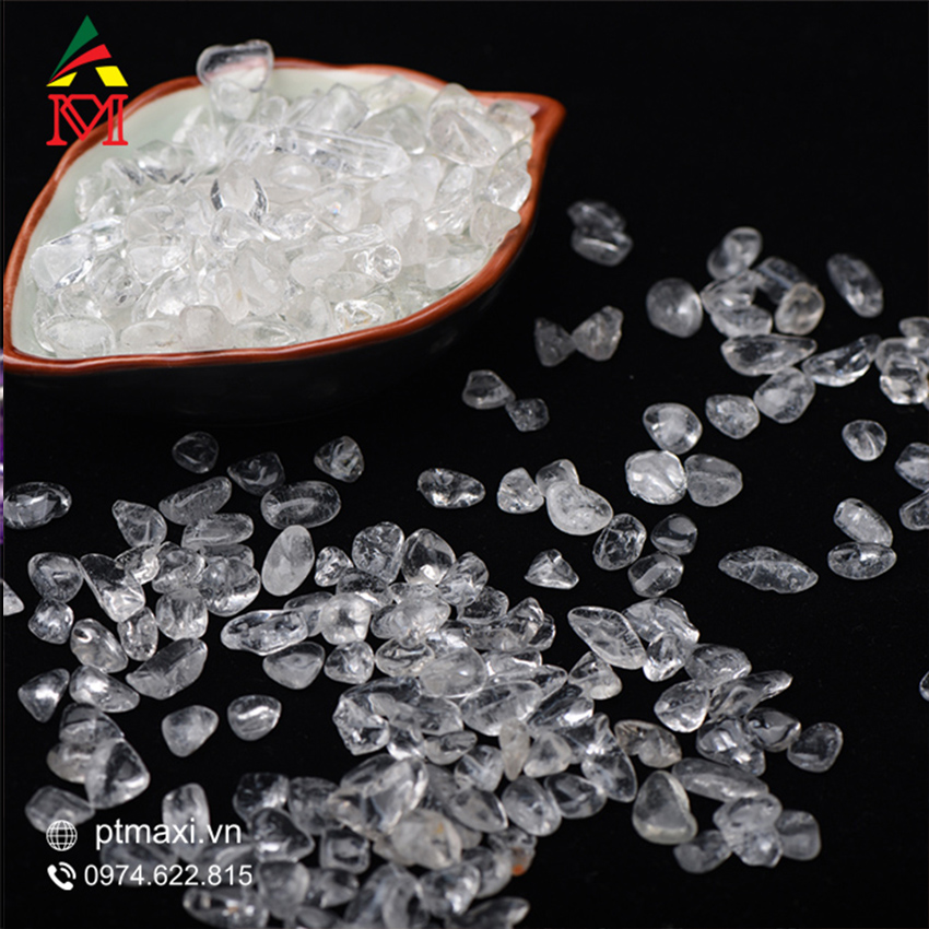 100g Đá Vụn Thạch Anh Trắng Phong Thủy