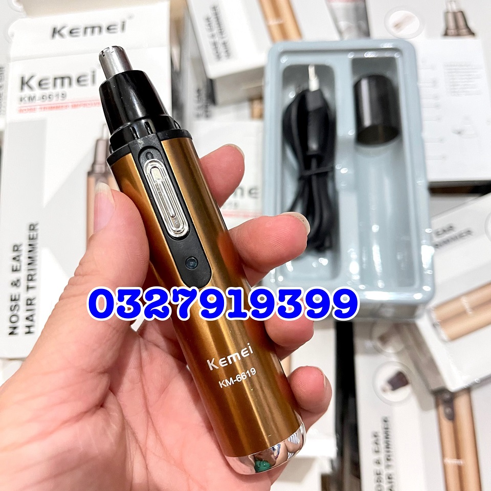 Kemei Máy Cắt Tỉa Lông Mũi 6619 Pin Sạc Tiện Lợi Dễ Sử Dụng Kích Thước Nhỏ Gọn Thời Gian Sử Dụng 3-4h Liên Tục