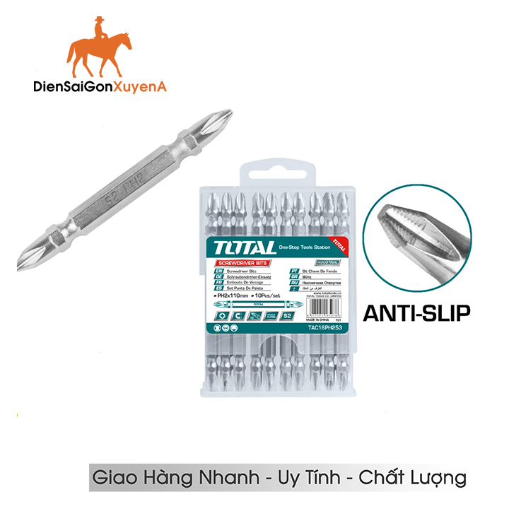 Bộ 10 mũi 2 đầu vít PH2+PH2 65mm Total TAC16PH233