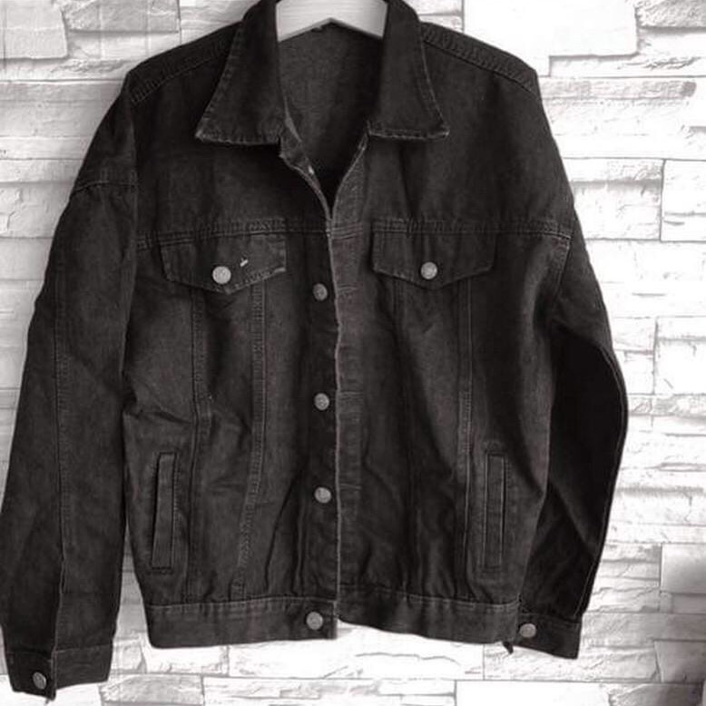 [HCM]Áo khoác jean nam màu đen trơn form rộng - áo khoác chất jean denim tốt Hàn Quốc size M-L-XL cực chất