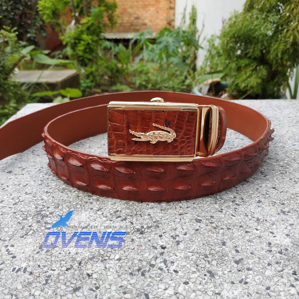 Thắt Lưng Nam Da Cá Sấu Thật [GAI LƯNG RẤT ĐẸP] Màu Nâu Đỏ Bao Sang Chảnh