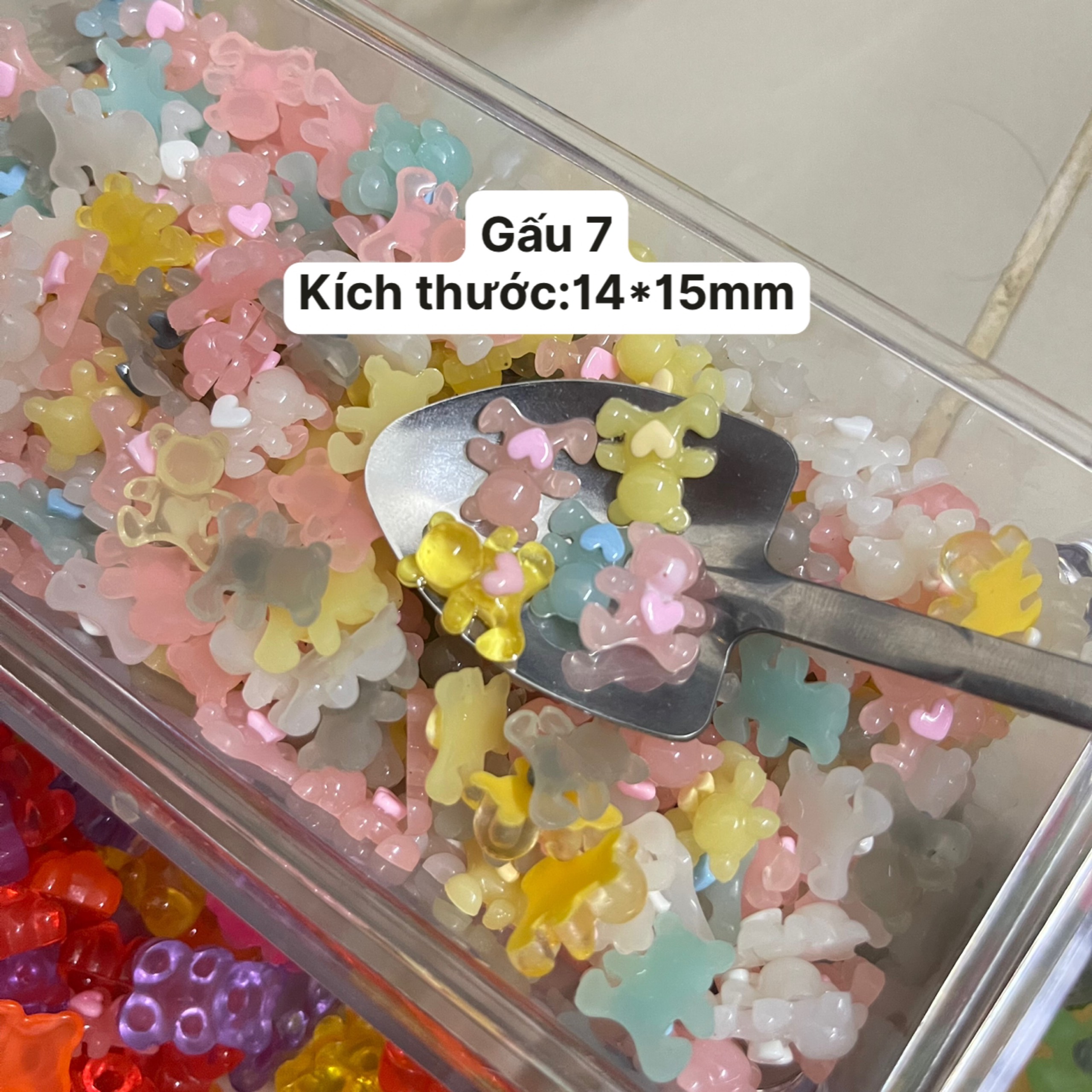 Set 30 charrm gấu nhựa các kiểu trang trí móng