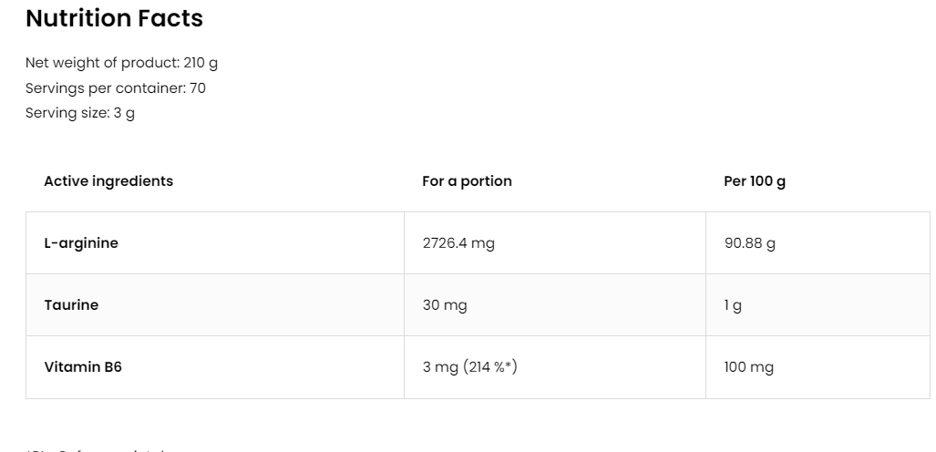 OSTROVIT ARGININE (210 GRAMS) - HỖ TRỢ PUMP CƠ HIỆU QUẢ
