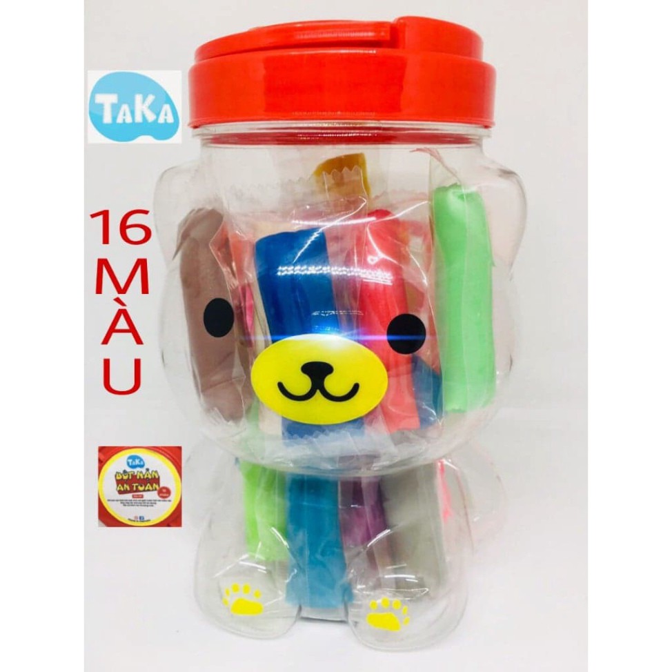 16 màu Hộp gấu bột nặn đất nặn bột mì Taka (tặng kèm dụng cụ chơi)