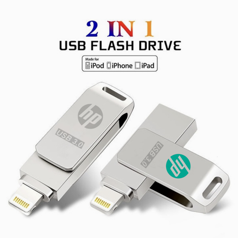 HP Ổ Cứng Di Động 512GB 1TB 2TB Cho iPhone Thẻ Nhớ Lightning 2 Trong 1 Tương Thích Với Apple iPad Máy Tính