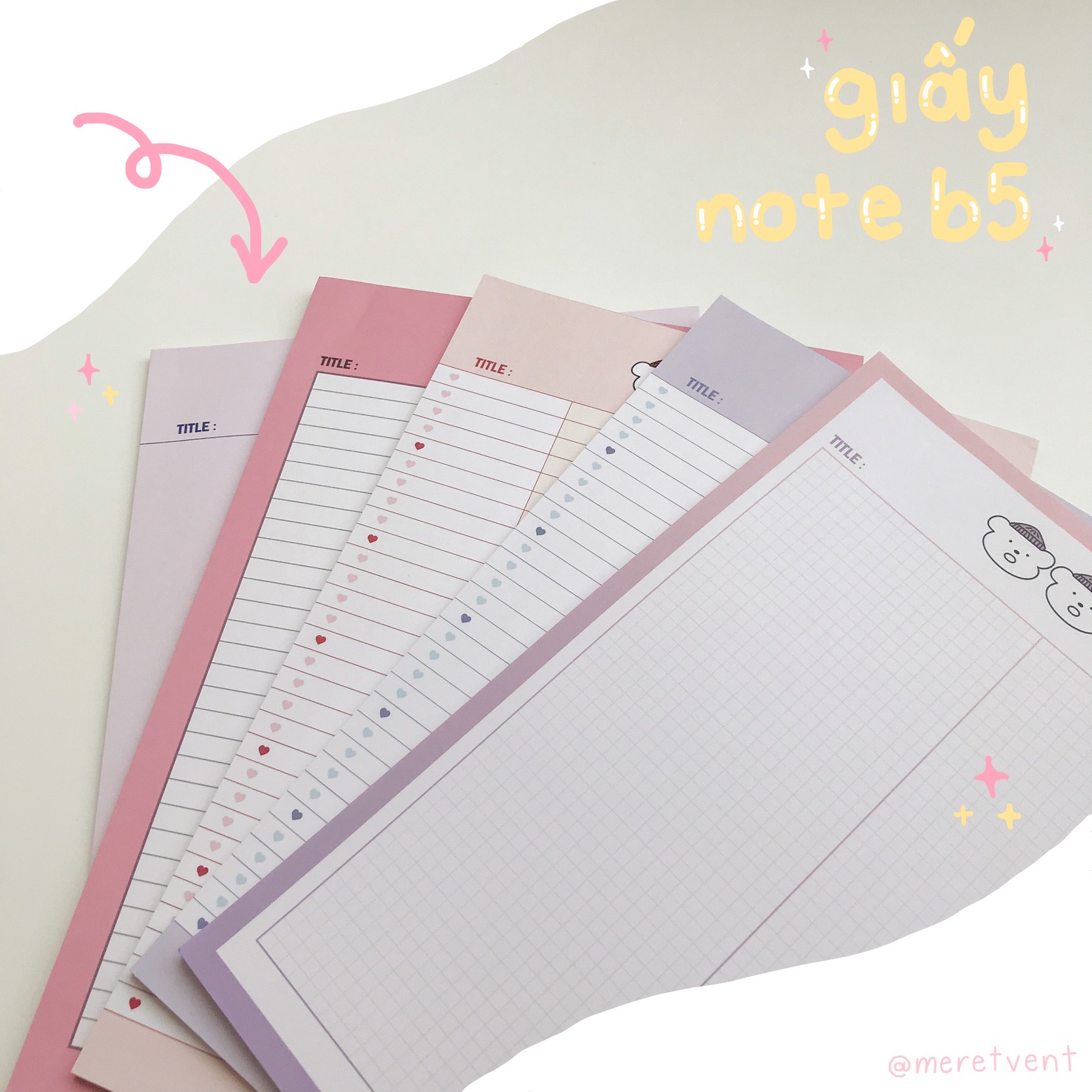 30 Tờ Giấy Note B5 Gấu Cute Dễ Thương Màu Pastel Gradient Phong Cách Hàn Quốc Ghi Chú Học Tập Lên Kế Hoạch 📝