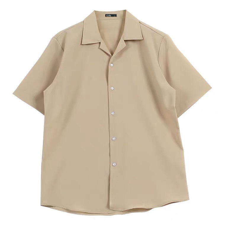 Áo Sơ Mi Cổ Vest phối túi Nam Nữ 3 màu basic chất vải thô mềm
