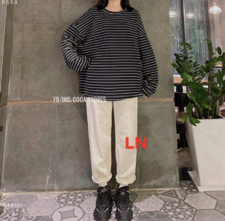 FREESHIPMAX-Áo kẻ thụng tay dài LN12