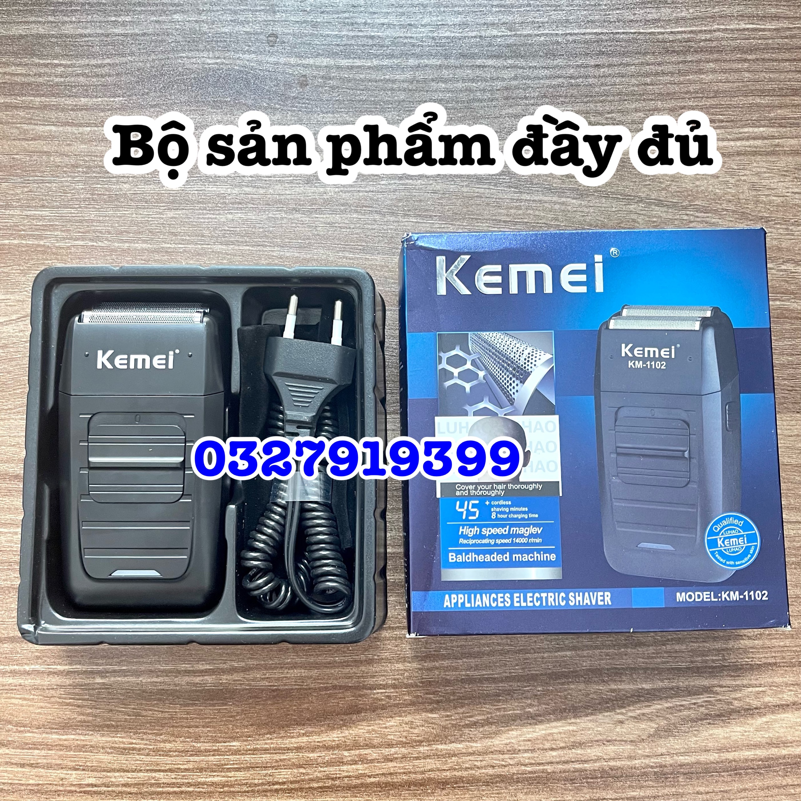 Kemei Máy Cạo Khô Cao Cấp KEMEI 1102 Pin Sạc Dùng 60-90 Phút Sử Dụng 1-2 Giờ Phù Hợp Điện Áp 110-240V Thiết Kế Linh Hoạt Dễ Dàng Xoay Theo Góc Mặt