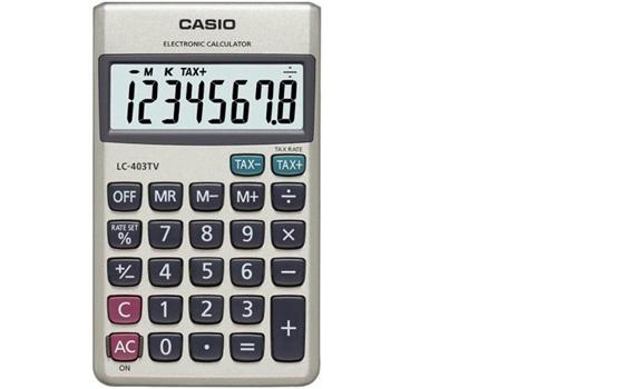 Máy tính CASIO LC-403TV chính hãng, hiển thị 8 số, nhỏ gọn, bỏ vừa túi áo, tính chính xác