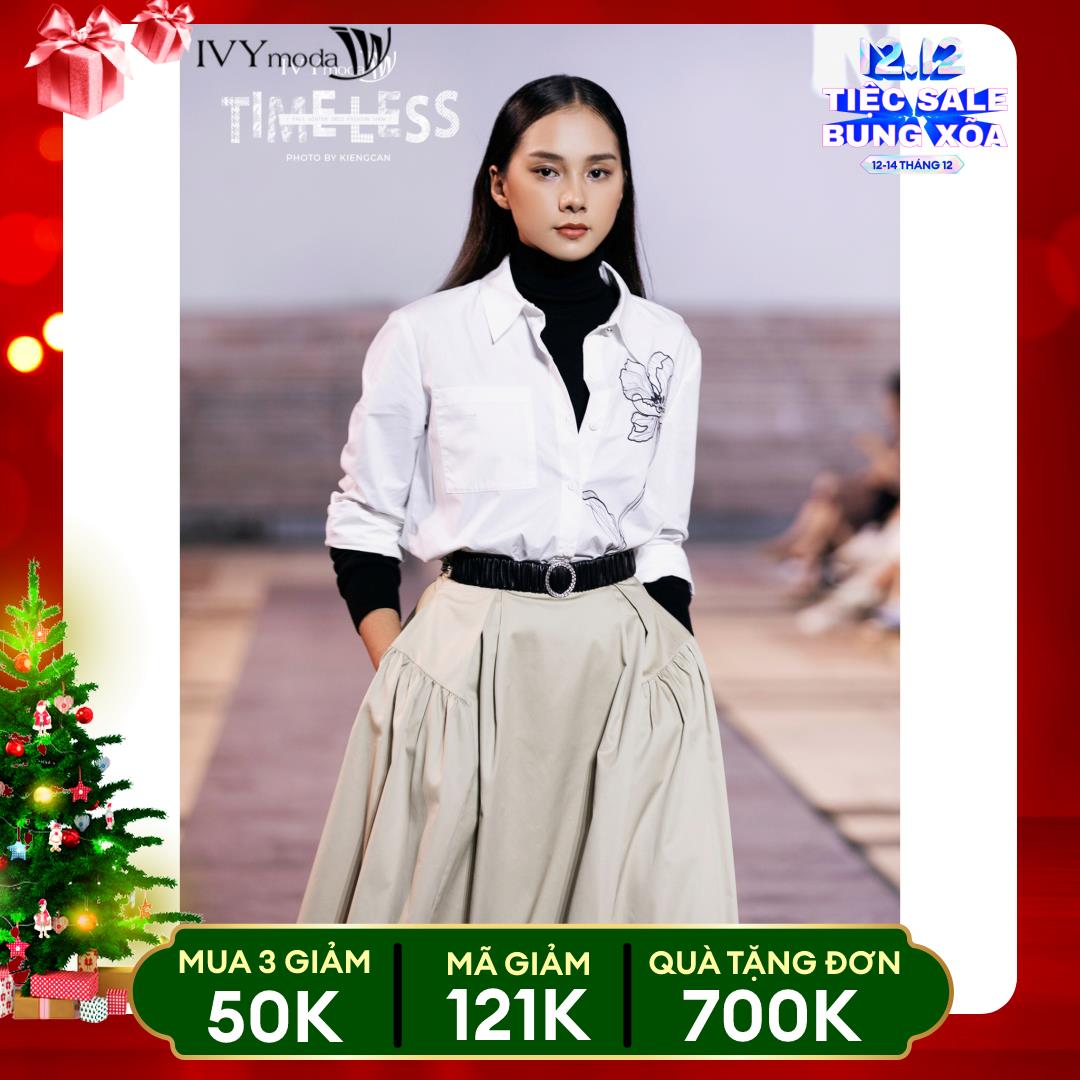 Áo sơ mi in họa tiết hoa IVY moda MS 17M7958