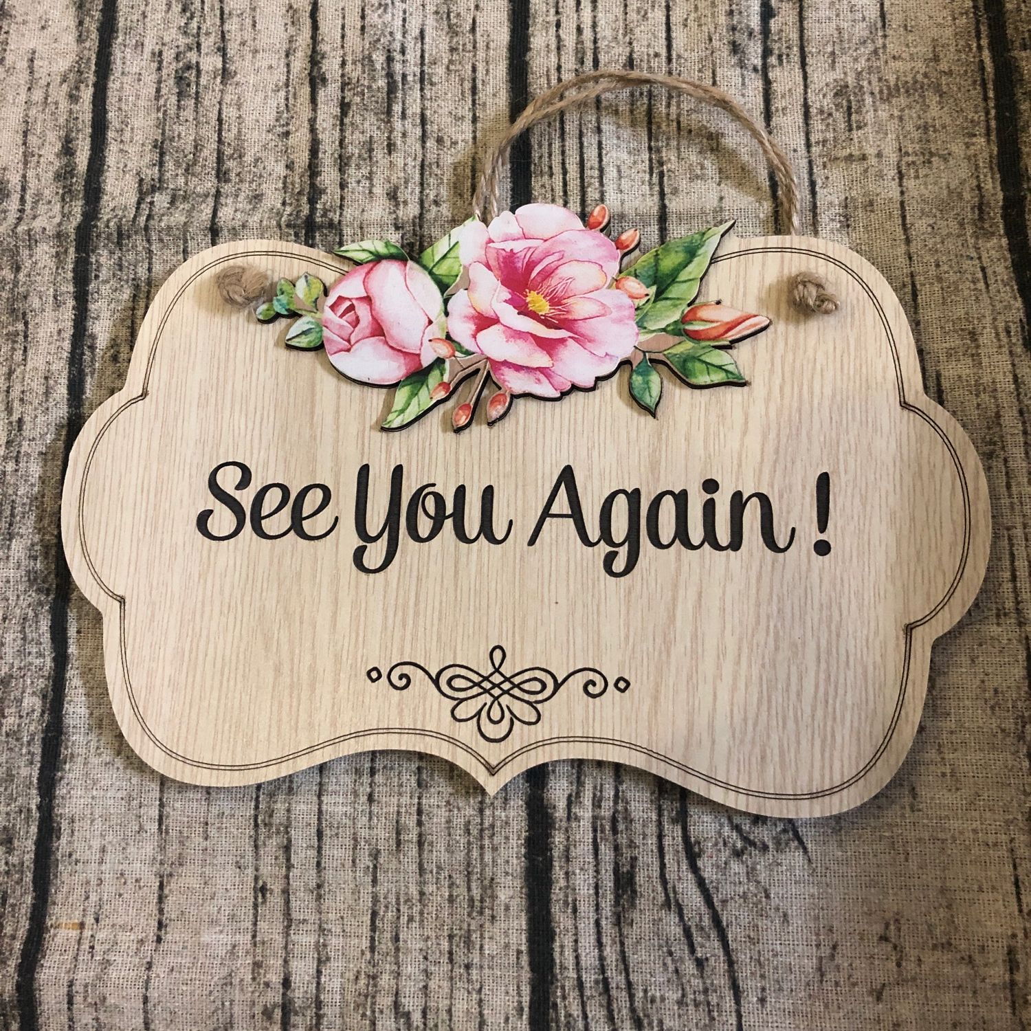 [HCM]Bảng gỗ 3D hai mặt chữ welcome và see you again treo quán cafe shop thời trang