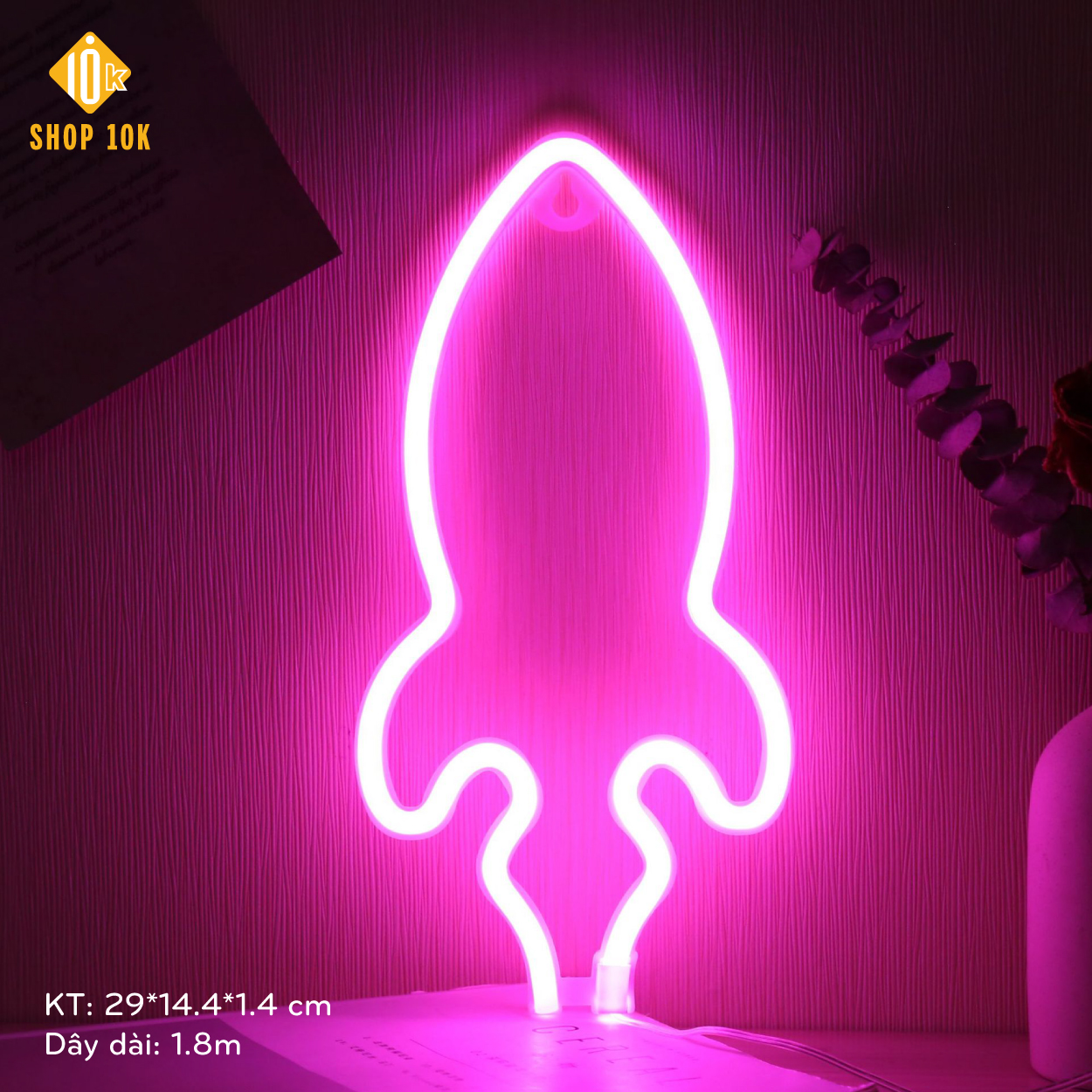 Đèn led neon trang trí hình tên lửa nhiều màu sắc