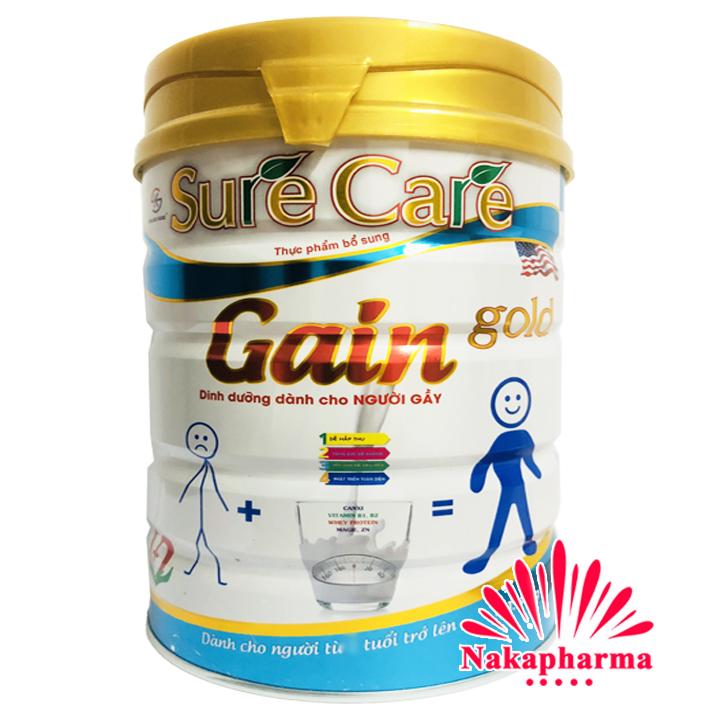 Sữa tăng cân Sure Care Gain Gold 900g [1+ tuổi] – Dinh dưỡng cho người gầy, biếng ăn, lao động nặng, cần hồi phục sức khỏe Surecare