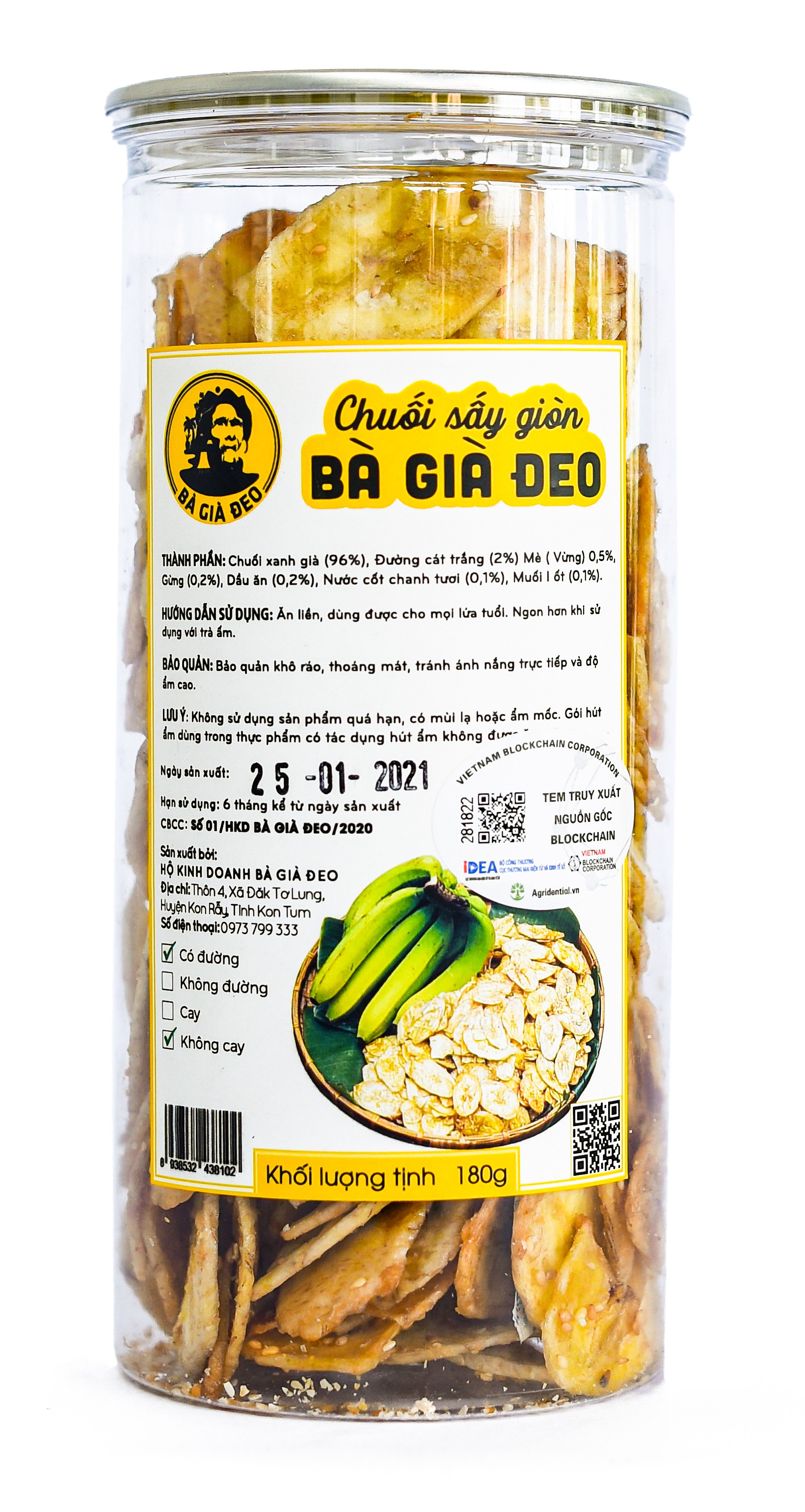 CHUỐI SẤY GIÒN BÀ GIÀ ĐEO _ TÚI 200Gr