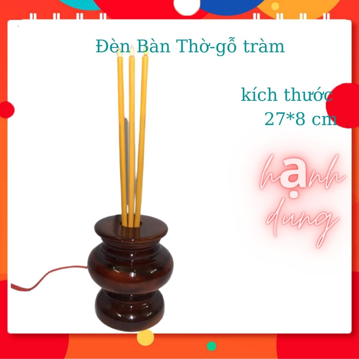 [HCM]đèn thờ-lư nhang thờ-đèn thờ điện gỗ tràm 05