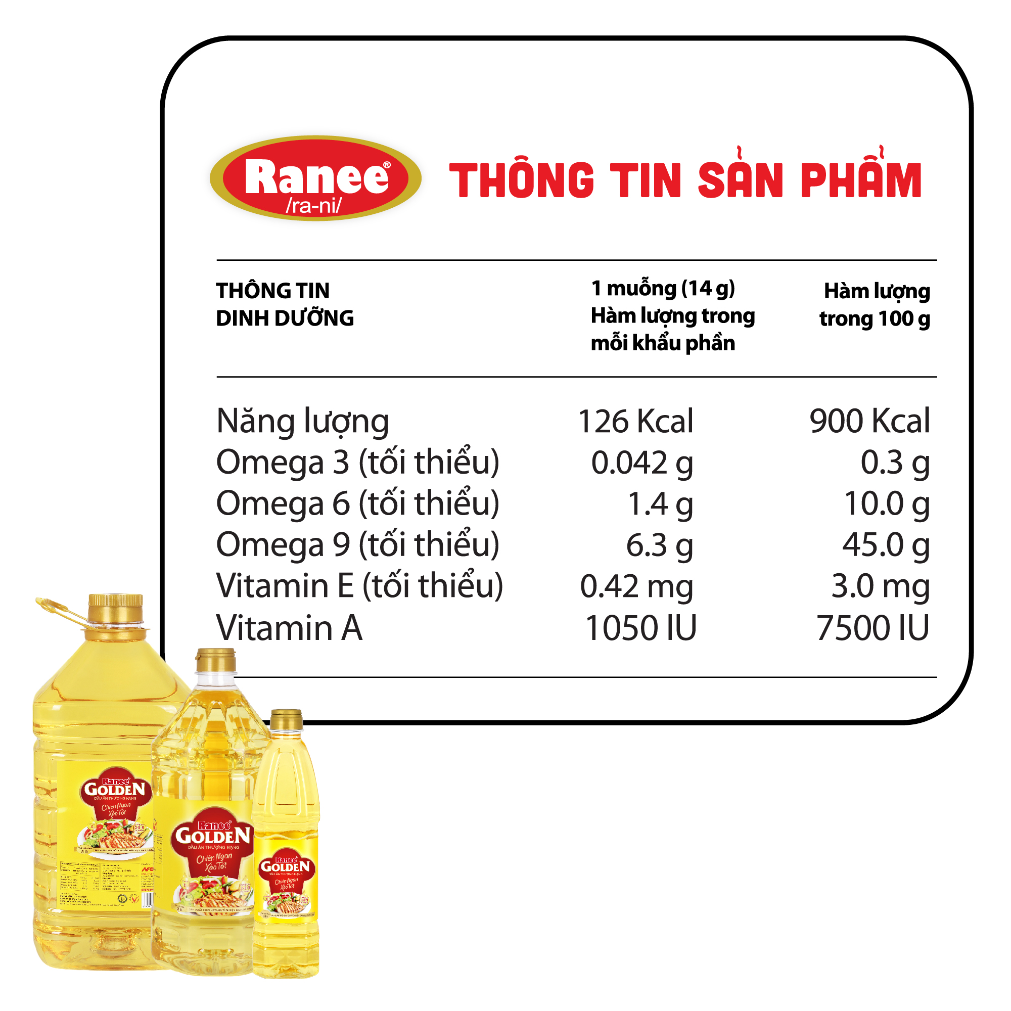 {Đơn 199k tặng hộp chai nước mắm -399k tặng vá gỗ} Thùng dầu ăn Ranee Golden 5 lít (5 lít/chai x 4 chai)
