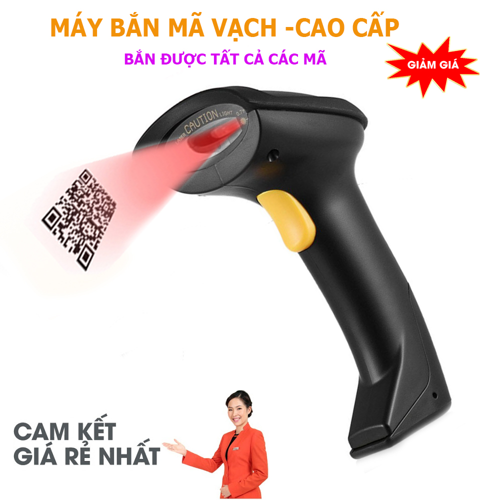 Máy Quét Mã Vạch, Máy bắn mã vạch, Đầu đọc mã vạch - Máy Bắn Mã Vạch Không Dây Cao Cấp, đọc tất cả các loại bascode, Máy Scan Cực Nhanh, Nhỏ, Gọn, Tiện Dụng, Công Nghệ Laser Tiên Tiến , Sale-50%, Bảo Toàn Quốc