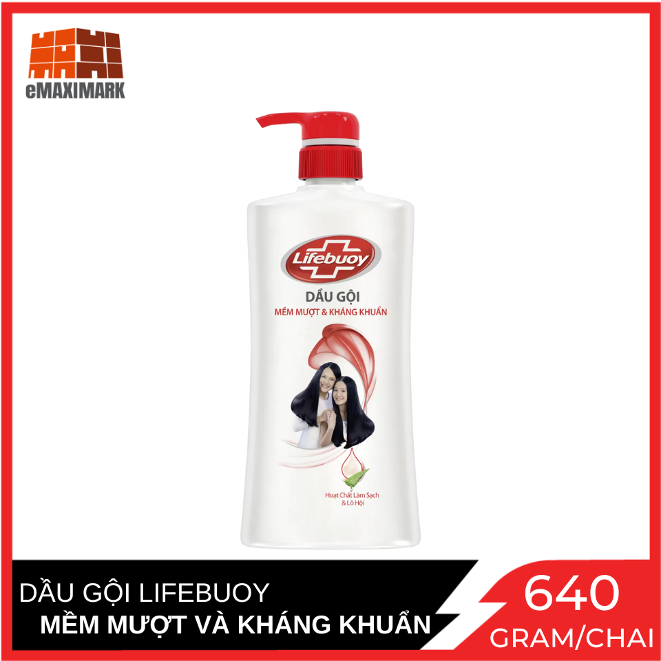 [HCM ship 2h] Dầu gội Lifebuoy Tóc Mềm Mượt Và Kháng Khuẩn (Đỏ) Chai 640G