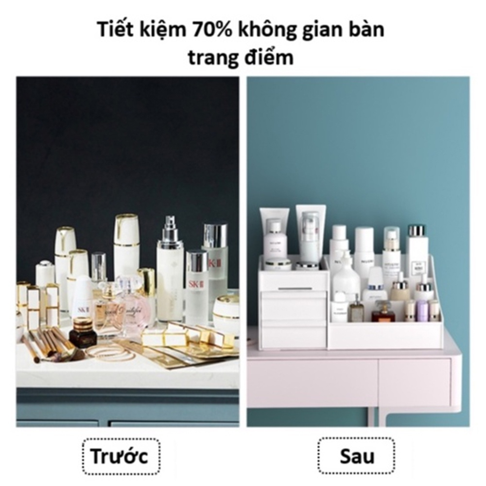 Kệ Đựng Mỹ Phẩm T25, Khay Đựng Mỹ Phẩm Đồ Trang Điểm Đa Năng 5 Màu 2 Tầng Nhiều Ô Tiện Ích