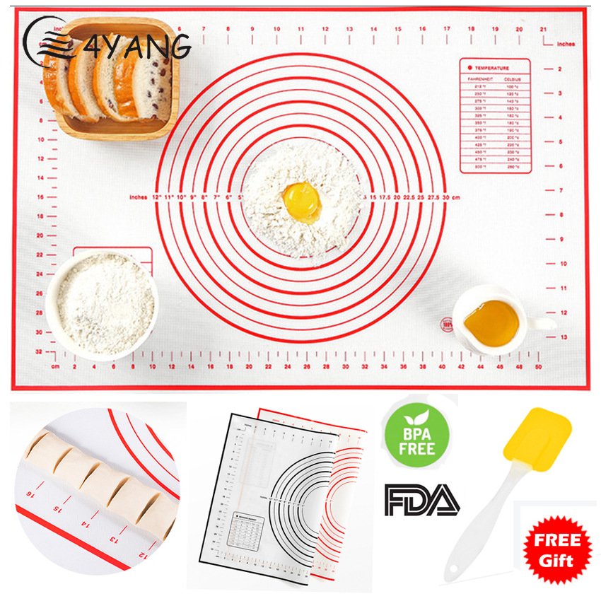 (Free Gift)Multi-Size Non-Stick Silicone Baking Mat Rolling Dough Mat Kneading Dough Mat Table Grill Pads Kitchen Cooking Accessories With Cut