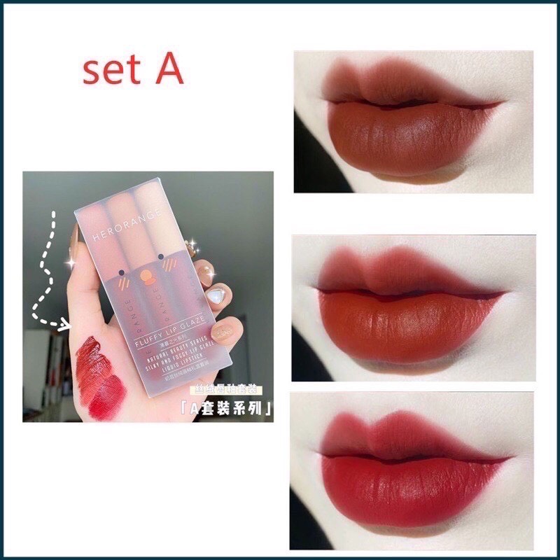 [sẵn cả A và B]Set 3 Son kem Hero Orange Fluffy