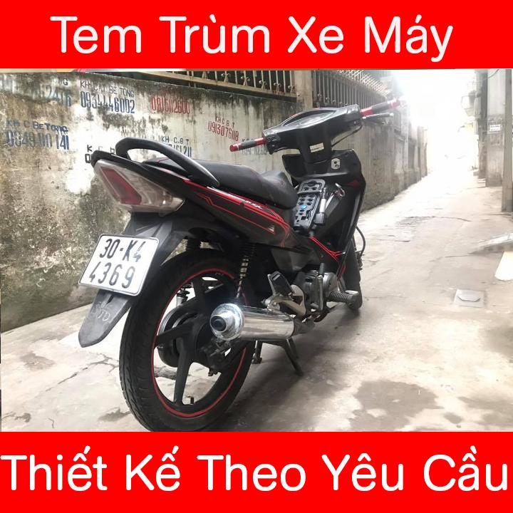 Tem Trùm Wave RSX Đen Nhám Viền Đỏ