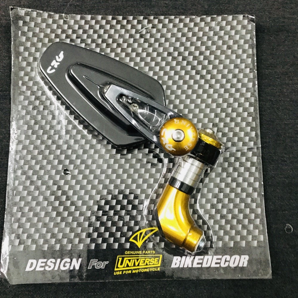 [Newww Sale] Kính Chiếu Hậu Xe Máy - Kính Lá CRG Với Chân Kính Làm Từ Nhôm CNC(Màu Vàng) có Thể Xoay 360 Độ Cực Ngầu