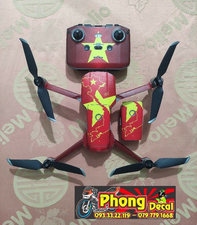 Skin Decal Dán Trang Trí Flycam Dji Mavic Air 2 - Full Body 4 Pin - Vn Map Sao Vàng
