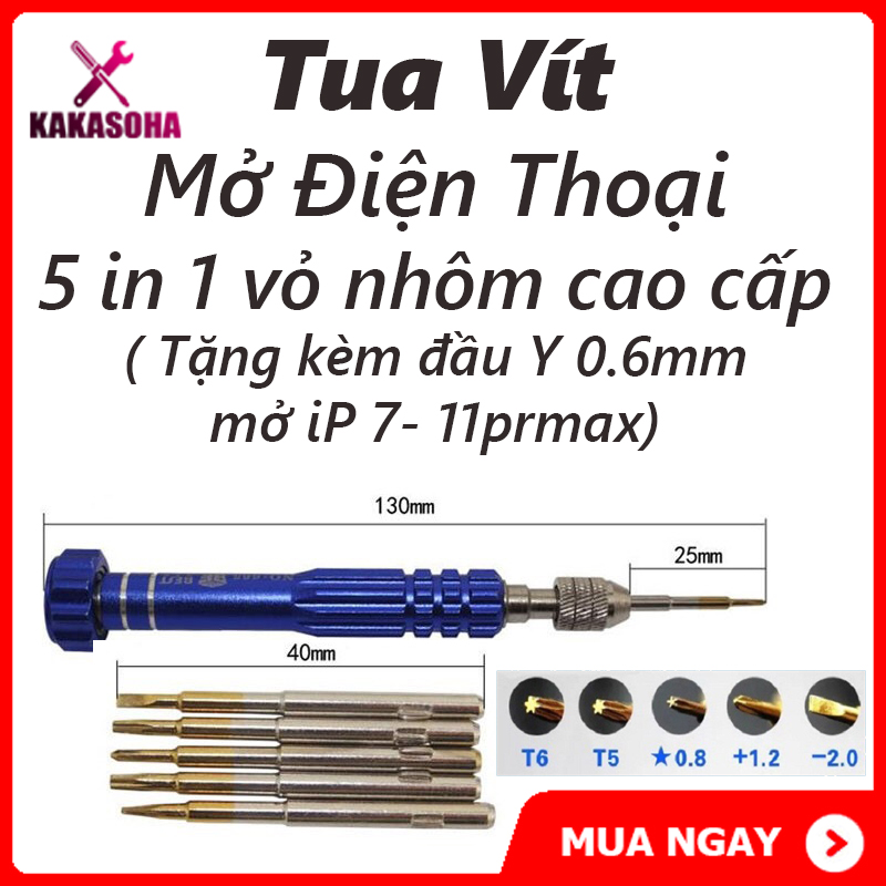 [ MUA 1 FREESHIP ] Bộ tua vít sửa chữa điện thoại đa năng 5 in 1 + tặng kèm tua vít Y 0.6mm mở iphone 7